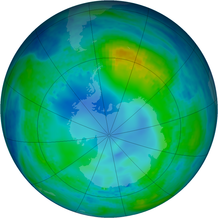Antarctic ozone map for 15 May 2004